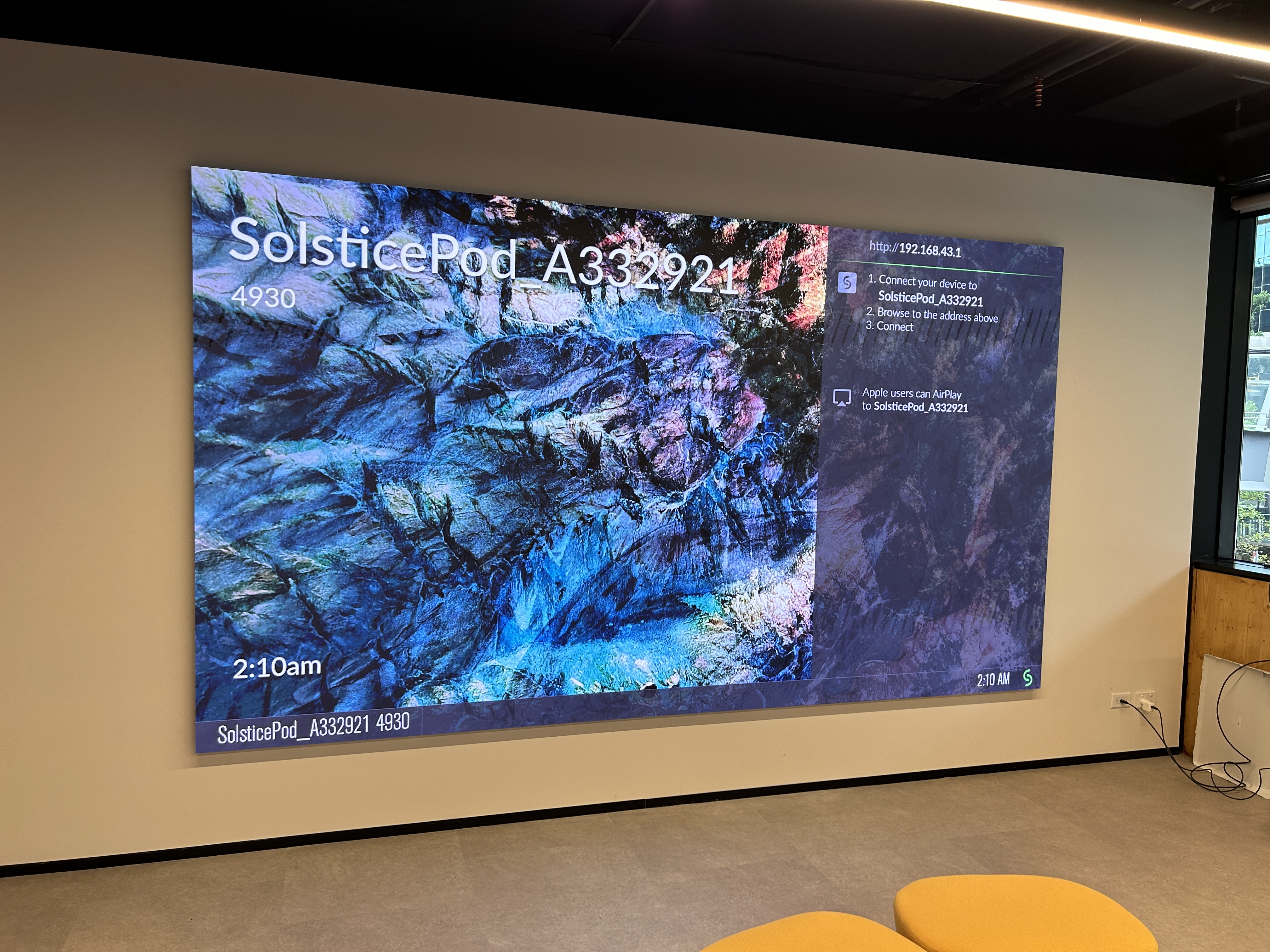 A Modern Corporate Boardroom Featuring A Sleek Dicolor Ha-C Series Cob Display Wall.