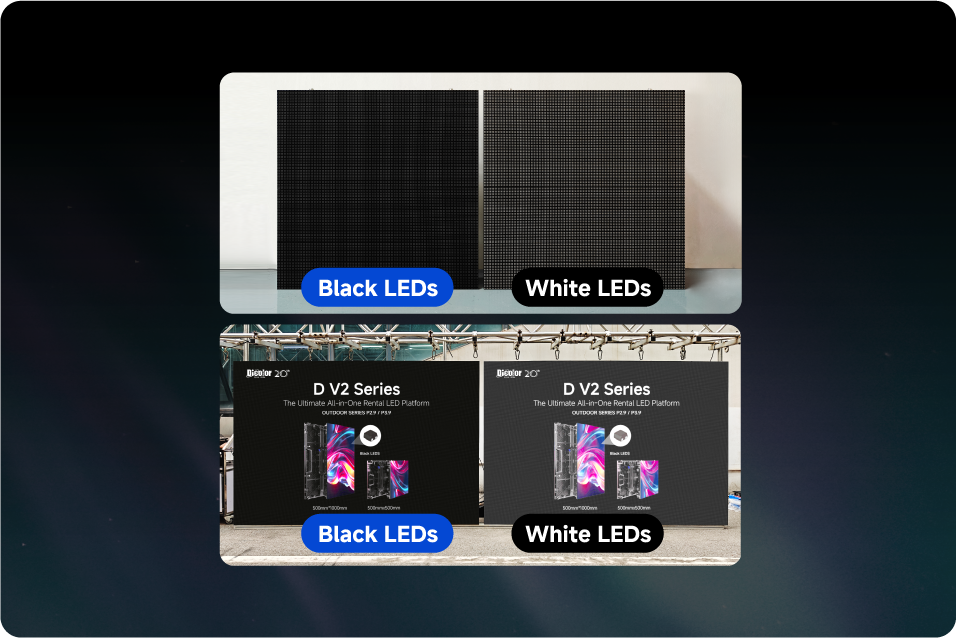 D V2 Series The Ultimate All-In-One Rental Led Platform 6 Black Leds Vs White Leds